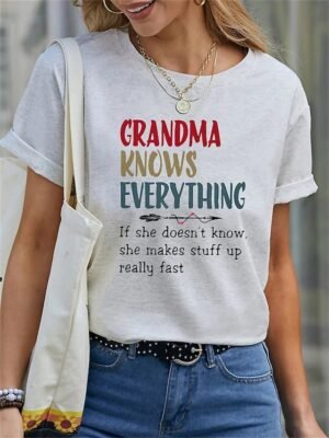 Basic Regular Letter Print Round Neck Short Sleeve Top - Image 1