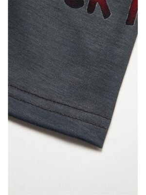 Basic Regular Letter Print Round Neck Short Sleeve Top - Image 13