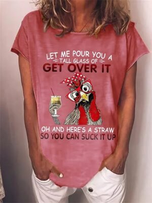 Basic Regular Letter Print Round Neck Short Sleeve Top - Image 2