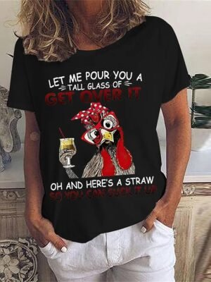 Basic Regular Letter Print Round Neck Short Sleeve Top - Image 3