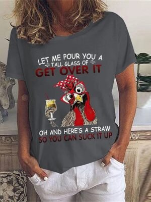 Basic Regular Letter Print Round Neck Short Sleeve Top - Image 4