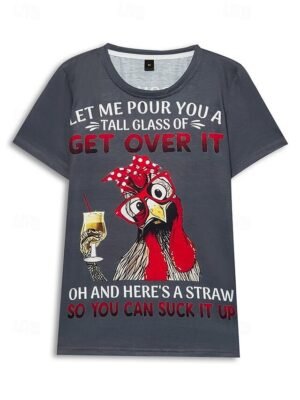 Basic Regular Letter Print Round Neck Short Sleeve Top - Image 8