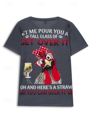 Basic Regular Letter Print Round Neck Short Sleeve Top - Image 9