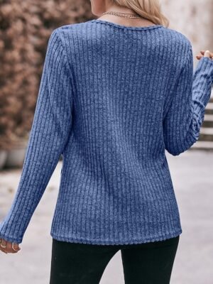 Basic Regular Plain Round Neck Long Sleeve Top - Image 7