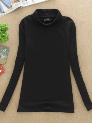 Basic Regular Plain Turtleneck Long Sleeve Top - Image 12