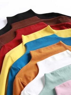 Basic Regular Plain Turtleneck Long Sleeve Top - Image 8