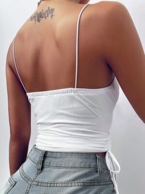 Basic Regular Plain V Neck Sleeveless Casual Tank Top - Image 3