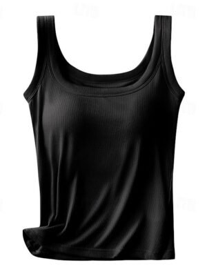 Basic Regular Solid Crew Neck Sleeveless Camisole Top - Image 12