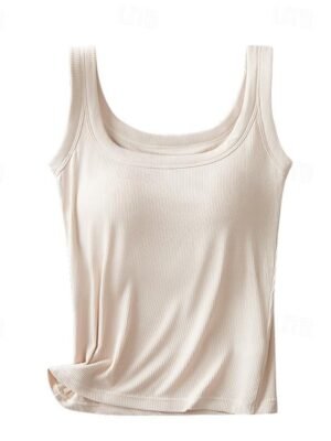 Basic Regular Solid Crew Neck Sleeveless Camisole Top - Image 3