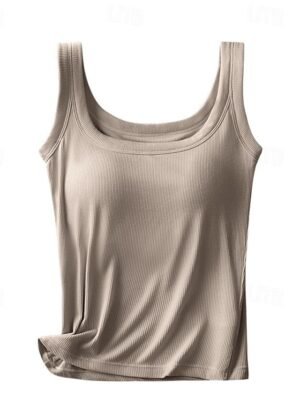 Basic Regular Solid Crew Neck Sleeveless Camisole Top - Image 9
