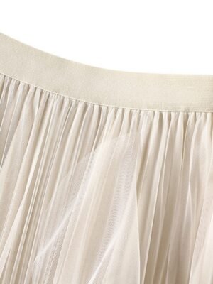 Birthday Party Preppy Solid Tulle Midi Skirt - Image 20