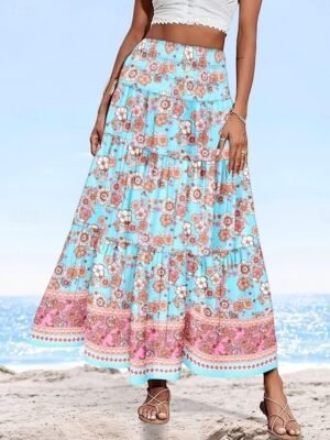 Bohemia A-Line Ethnic High Waist Maxi Skirt - Image 20