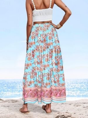 Bohemia A-Line Ethnic High Waist Maxi Skirt - Image 21