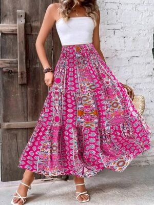 Bohemia A-Line Ethnic High Waist Maxi Skirt - Image 24
