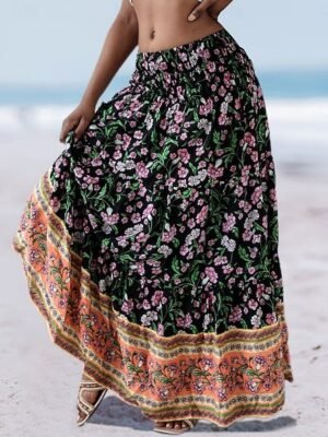 Bohemia A-Line Ethnic High Waist Maxi Skirt - Image 3