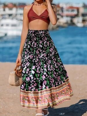 Bohemia A-Line Ethnic High Waist Maxi Skirt - Image 4