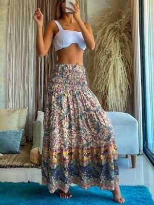 Bohemia A-Line Ethnic High Waist Maxi Skirt - Image 7