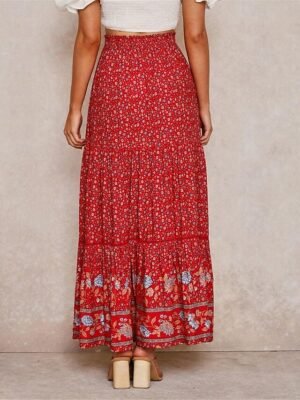 Bohemia A Line Floral High Waist Maxi Skirt - Image 4