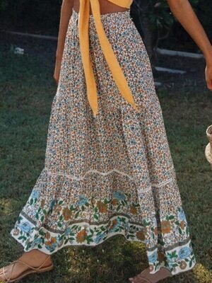 Bohemia A Line Floral High Waist Maxi Skirt - Image 5