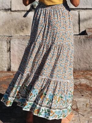 Bohemia A Line Floral High Waist Maxi Skirt - Image 7