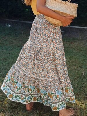 Bohemia A Line Floral High Waist Maxi Skirt - Image 8