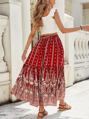 Bohemia Casual Graphic High Waist Maxi Skirt - Image 2