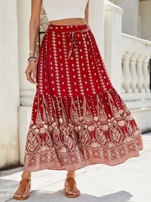 Bohemia Casual Graphic High Waist Maxi Skirt - Image 3