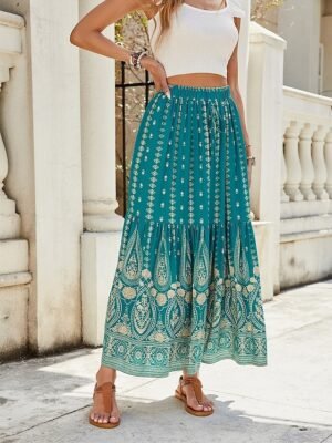 Bohemia Casual Graphic High Waist Maxi Skirt - Image 5
