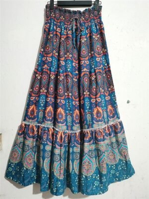 Bohemia Maxi High Waist Pleated Floral Swing Skirt - Image 24