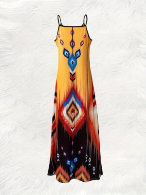 Bohemia Regular Fit Geometric V Neck Sleeveless Maxi Dress - Image 2