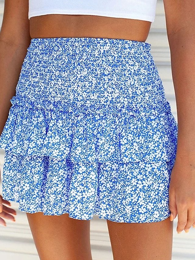 Bohemian A-Line Floral High Waist Mini Skirt - Image 1