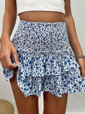 Bohemian A-Line Floral High Waist Mini Skirt - Image 12