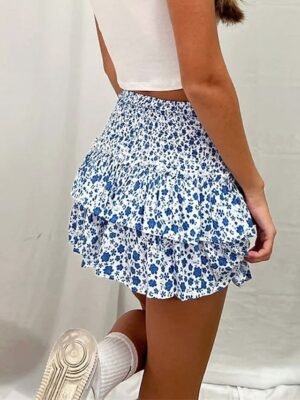 Bohemian A-Line Floral High Waist Mini Skirt - Image 13