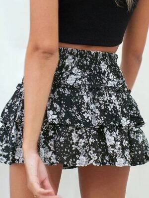 Bohemian A-Line Floral High Waist Mini Skirt - Image 21
