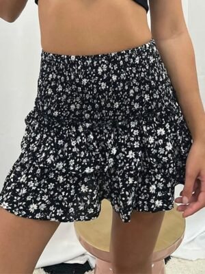 Bohemian A-Line Floral High Waist Mini Skirt - Image 4