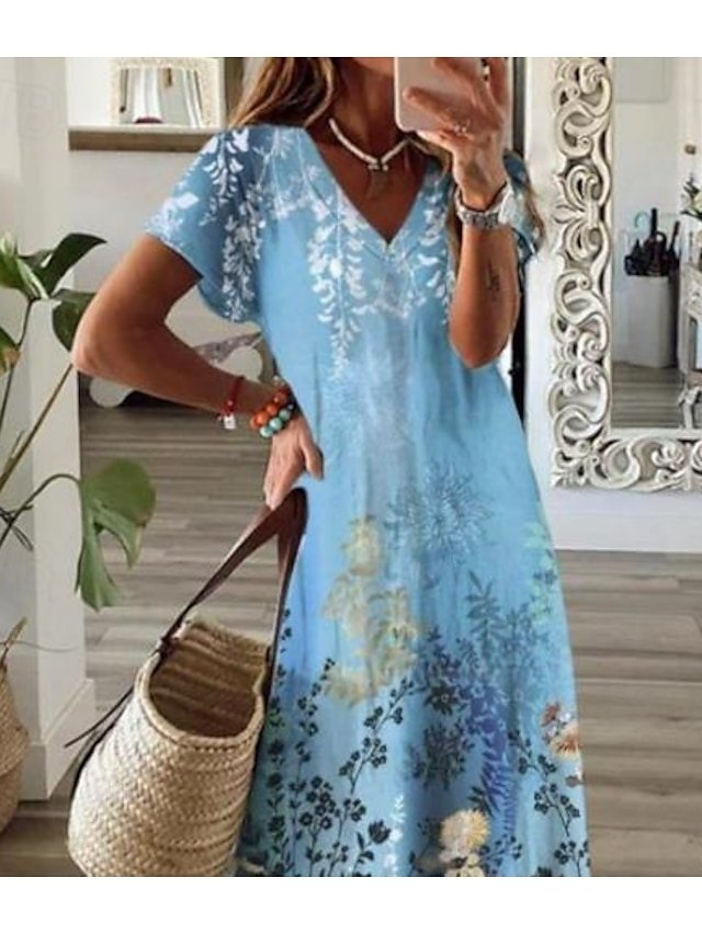 Bohemian A-Line Paisley V Neck Long Sleeve Maxi Dress - Image 2