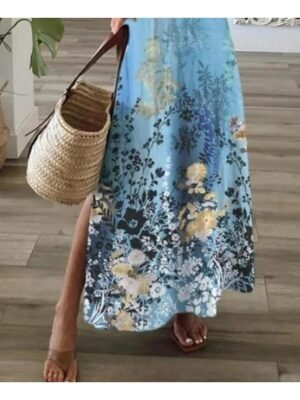 Bohemian A-Line Paisley V Neck Long Sleeve Maxi Dress - Image 3