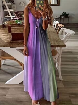 Bohemian Flowy Gradient Scoop Neck Sleeveless Maxi Dress - Image 4