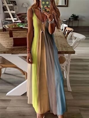 Bohemian Flowy Gradient Scoop Neck Sleeveless Maxi Dress - Image 5