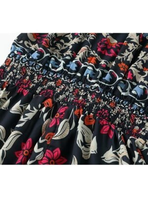 Bohemian Maxi Floral V Neck Long Sleeve Dress - Image 13