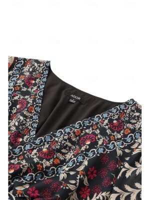 Bohemian Maxi Floral V Neck Long Sleeve Dress - Image 14