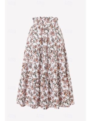 Bohemian Mid Rise Floral Print Midi Skirt - Image 14
