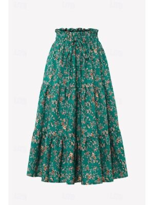 Bohemian Mid Rise Floral Print Midi Skirt - Image 17