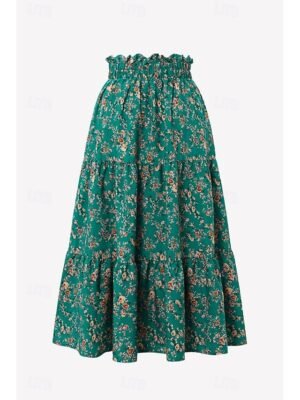Bohemian Mid Rise Floral Print Midi Skirt - Image 18
