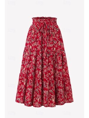 Bohemian Mid Rise Floral Print Midi Skirt - Image 5