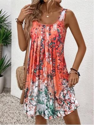 Bohemian Regular Fit Floral U Neck Sleeveless Mini Dress - Image 11
