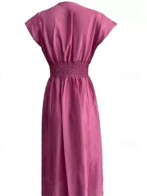 Bohemian Regular Fit Floral V Neck Short Sleeve Midi Dress - Image 8