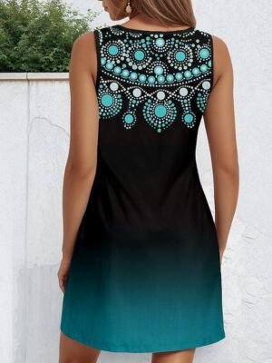 Bohemian Regular Fit Floral V Neck Sleeveless Mini Dress - Image 2