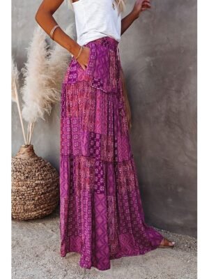 Bohemian Swing Graphic Long Maxi Skirt - Image 16