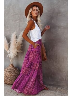 Bohemian Swing Graphic Long Maxi Skirt - Image 19